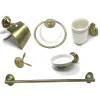 SET BAGNO CLASSICO ORO SATINATO VETRO 6PZ PORTAROTOLO SAPONE ASCIUGAMANO 52644