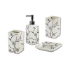 SET BAGNO FIORI PESCO GIAPPONESI IN CERAMICA DISPENSER PORTA SAPONETTA BICCHIERE