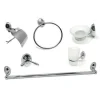 SET BAGNO MODERNO ACCIAIO CROMATO VETRO SATINATO 6PZ PORTA ROTOLO SAPONE 52918