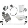 SET BAGNO MODERNO IN ACCIAIO CROMATO E VETRO SATINATO 6 PEZZI ARREDO BAGNO 69984