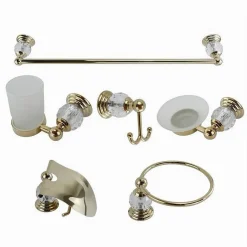 SET BAGNO 6PZ VETRO INTAGLIATO 69202 PORTA ASCIUGAMANO ROTOLO BICCHIERE SPAZZOLINO
