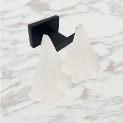 SET BAGNO RETTANGOLARE NERO 6PZ PORTA ASCIUGAMANO ROTOLO BICCHIERE SPAZZOLINO 87262