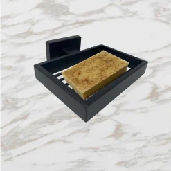 SET BAGNO RETTANGOLARE NERO 6PZ PORTA ASCIUGAMANO ROTOLO BICCHIERE SPAZZOLINO 87262