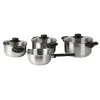 SET BATTERIA DI PENTOLE 7 PZ IN ACCIAIO INOX CON FONDO FULL INDUCTION COPERCHI IN VETRO