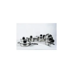 SET BATTERIA DI PENTOLE DA 12 PEZZI PADELLE IN ACCIAIO INOX CUCINA SCHUSTER