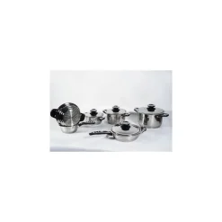 SET BATTERIA DI PENTOLE DA 12 PEZZI PADELLE IN ACCIAIO INOX CUCINA SCHUSTER
