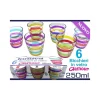 SET BICCHIERI IN VETRO CON RIGHE COLORATE GLAMOUR 6 PEZZI DA 250 ML COLORATI