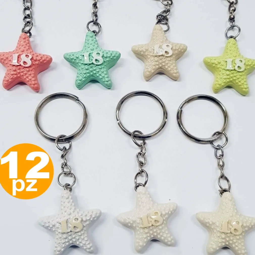 SET BOMBONIERA BOMBONIERE STELLA MARINA 18 ANNI COMPLEANNO CERAMICA PORTA CHIAVI