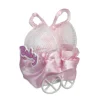 SET BOMBONIERA CARROZZINO IN METALLO PORTACONFETTI NASCITA BATTESIMO BIMBA ROSA