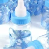 SET BOMBONIERA PORTACONFETTI PER BATTESIMO NASCITA BOTTIGLIA BIBERON AZZURRO BLU