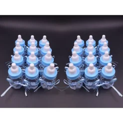 SET BOMBONIERA PORTACONFETTI PER BATTESIMO NASCITA BOTTIGLIA BIBERON AZZURRO BLU