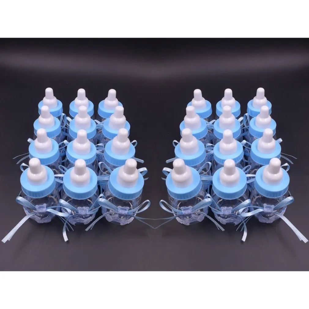 SET BOMBONIERA PORTACONFETTI PER BATTESIMO NASCITA BOTTIGLIA BIBERON AZZURRO BLU