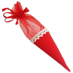 SET BOMBONIERE CONO ROSSO IN TESSUTO SACCHETTO PORTA CONFETTI RISO PORTA FORTUNA