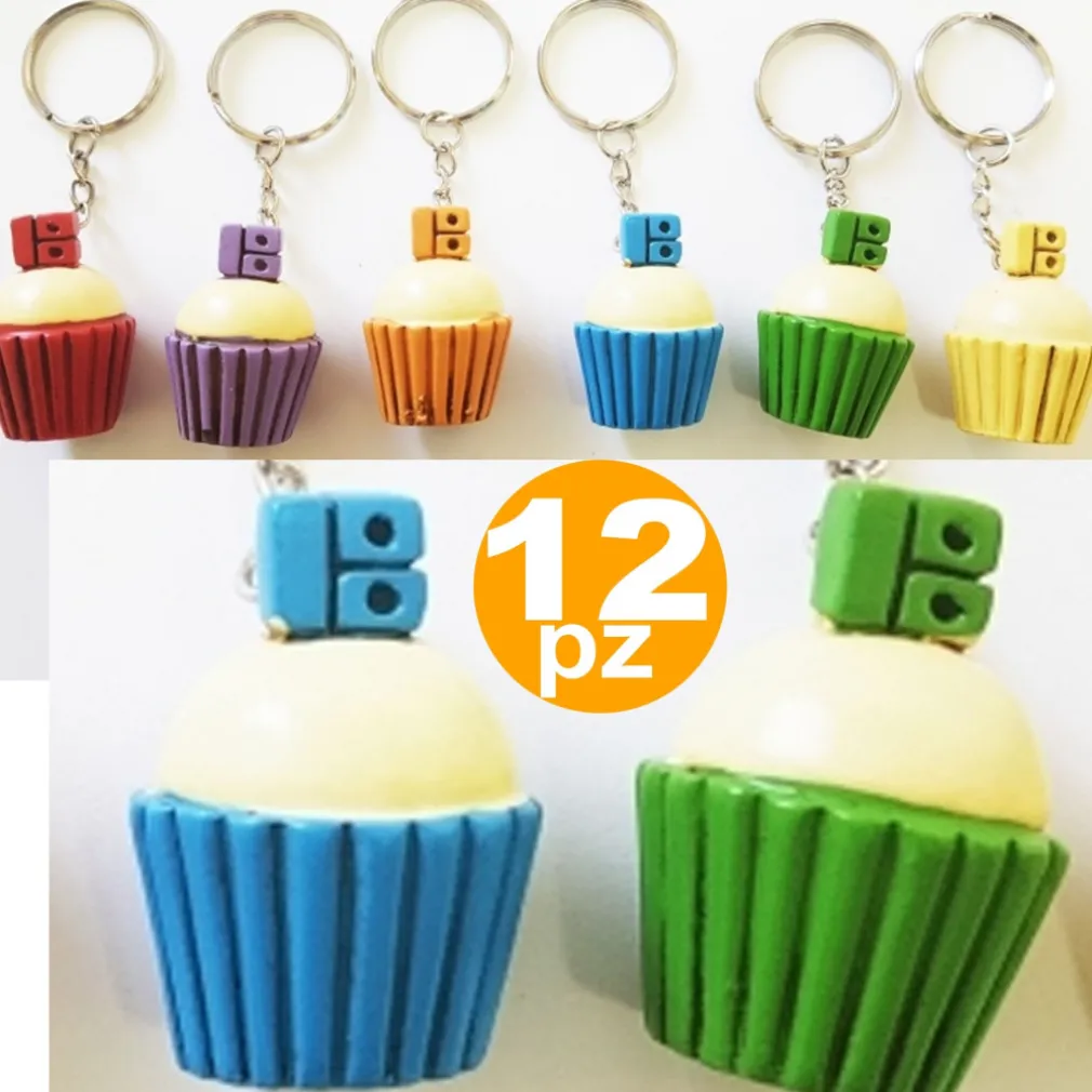 SET BOMBONIERE CUP CAKE DOLCI PER FESTA COMPLEANNO 18 ANNI CERAMICA PORTA CHIAVE