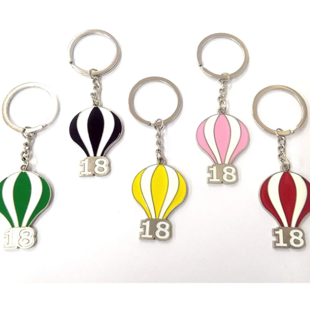 SET BOMBONIERE PER COMPLEANNO FESTA 18 ANNI MONGOLFIERA PORTA CHIAVI PORTACHIAVI