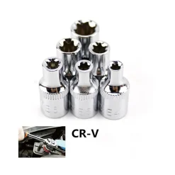 SET BUSSOLE TORX STELLA ADATTATORE 6 PEZZI CON ATTACCO 1/4" 4 5 6 7 8 10 CR-V