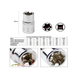 SET BUSSOLE TORX STELLA ADATTATORE 6 PEZZI CON ATTACCO 1/4