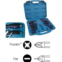 SET CACCIAVITI 12 PEZZI CALAMITATI A TAGLIO E POZIDRIV CON TESTA ESAGONALE
