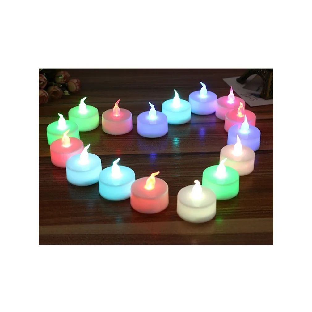 SET CANDELE CANDELINE A BATTERIA TEA LIGHT A LED MULTICOLORE RGB EFFETTO FIAMMA