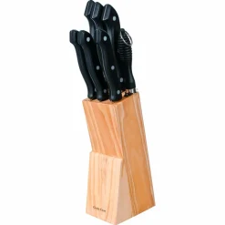 SET CEPPO COLTELLI IN ACCIAIO INOX DA CUCINA 8 PEZZI CON STAND PORTACOLTELLI IN LEGNO