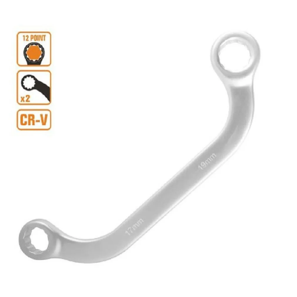 SET CHIAVE FISSA POLIGONALE DOPPIA A U DA 17-19 MM CROMATA CHROME VANADIUM 97694