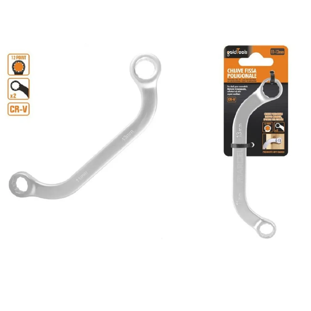 SET CHIAVE FISSA POLIGONALE DOPPIA A U DA 11-13MM CROMATA CHROME VANADIUM 97692
