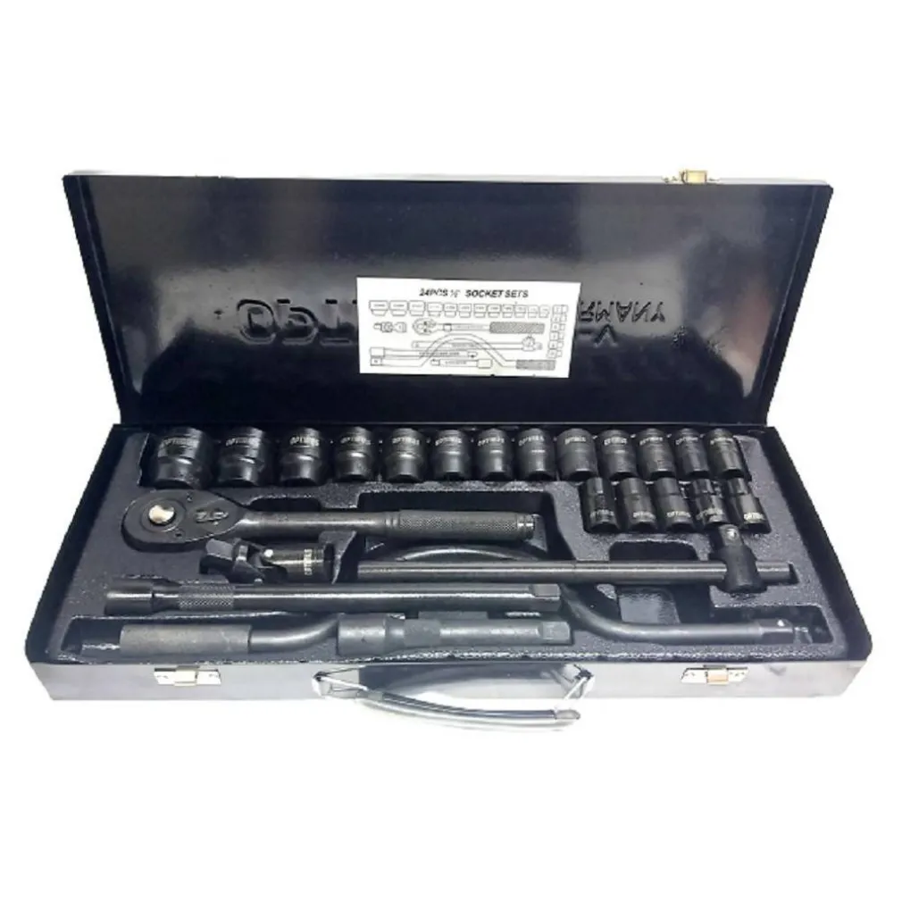 SET CHIAVI A BUSSOLA 24 PEZZI CON CRICCHETTO REVERSIBILE 1/2'' PROLUNGHE VALIGIA