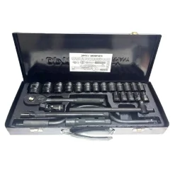 SET CHIAVI A BUSSOLA 24 PEZZI CON CRICCHETTO REVERSIBILE 1/2'' PROLUNGHE VALIGIA