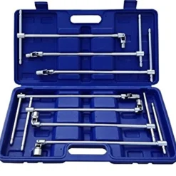 SET CHIAVI A T DOPPIO SNODO 7 PZ PEZZI LUNGHE 8 10 12 13 14 17 19 mm SNODABILI