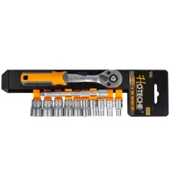 SET CHIAVI BUSSOLE ATTACCO 1/4" + CHIAVE A CRICHETTO REVERSIBILE + PROLUNGA 5''