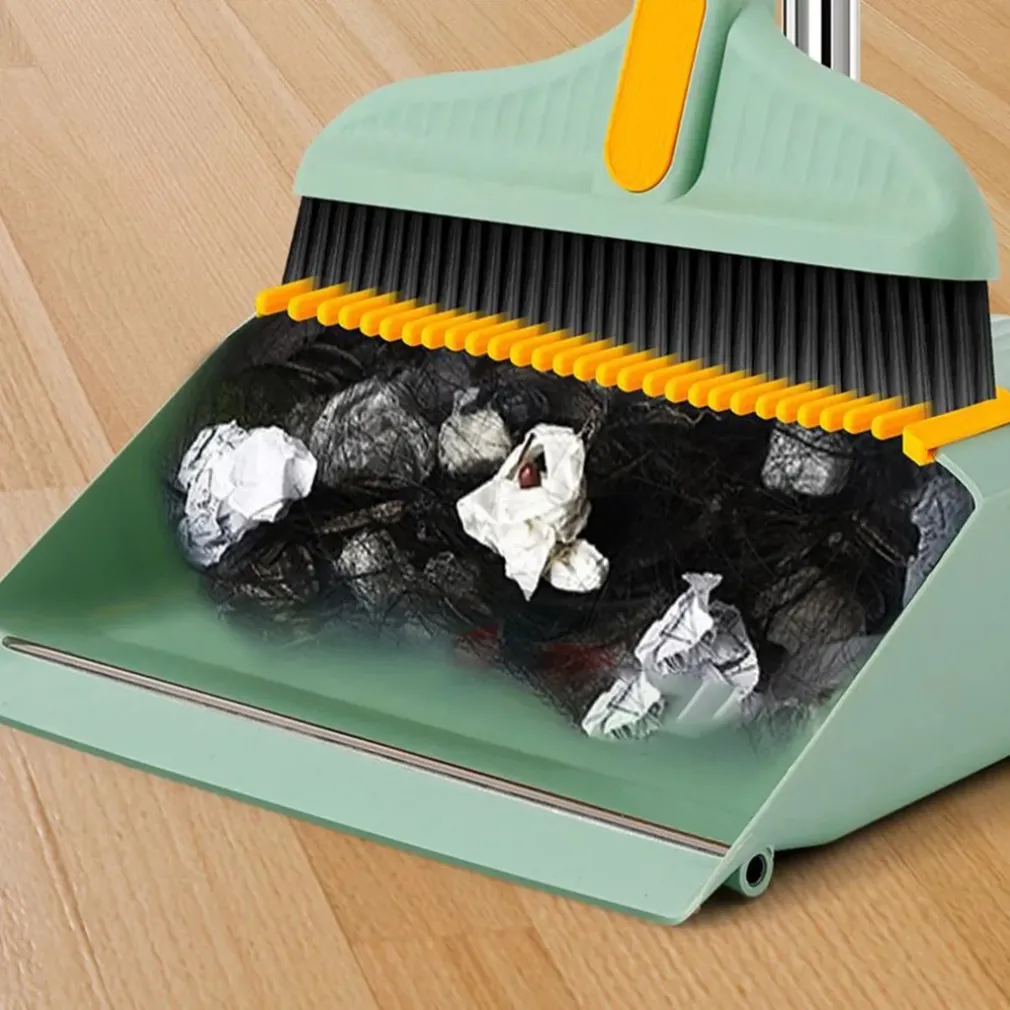 SET COMBINATO DI SCOPA + PALETTA CON DENTI 2 IN 1 CON MANICI IN ACCIAIO PER PULIZIA CASA