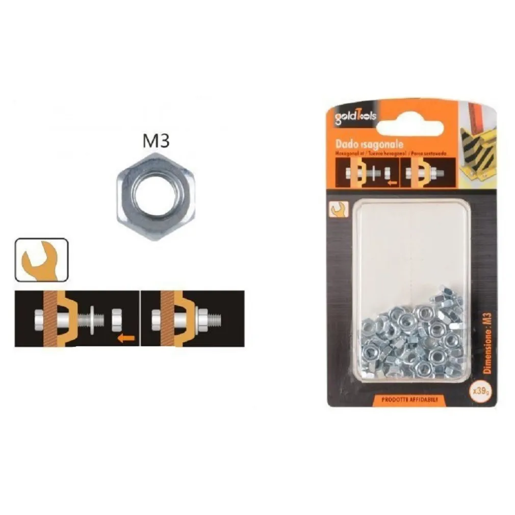 SET CONFEZIONE 39 GR. DADO DADI ESAGONALI BULLONI DIMENSIONE M3 FILETTATI 90849