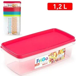 SET CONTENITORI IN PLASTICA DA 1,2LT PER CIBO ALIMENTI FRIGORIFERO RETTANGOLARE