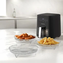 SET DA 3 GRIGLIE IN ACCIAIO INOX PER FRIGGITRICE AD ARIA H4,5 CM X Ø20 CM IMPILABILI