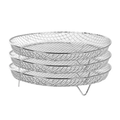 SET DA 3 GRIGLIE IN ACCIAIO INOX PER FRIGGITRICE AD ARIA H4,5 CM X Ø20 CM IMPILABILI