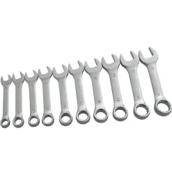 SET DA 10 PZ CHIAVI INGLESE COMBINATE FISSE E STELLA CORTE 10 A 19MM IN ACCIAIO