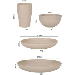 SET DA 16PZ STOVIGLIE IN PAGLIA DI GRANO CIOTOLE PIATTI INFRANGIBILI POSATE RIUTILIZZABILI