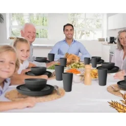 SET DA 16PZ STOVIGLIE IN PAGLIA DI GRANO CIOTOLE PIATTI INFRANGIBILI POSATE RIUTILIZZABILI