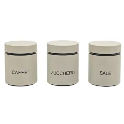 SET DI 3 BARATTOLI DA CUCINA COLORE CREMA CAPACITÀ DA 75 CL DESIGN MODERNO ELEGANTE