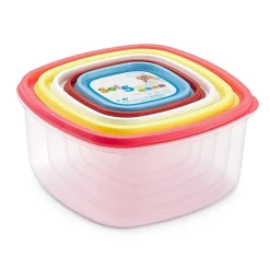 SET DI 5 CONTENITORI ERMETICI PER ALIMENTI CON COPERCHIO QUADRATI VARIE MISURE