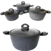 SET DI 3 PENTOLE CASSERUOLE BATTERIA IN PIETRA LAVICA ANTIADERENTE ANTIGRAFFIO