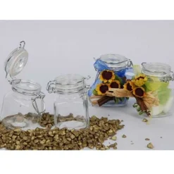 SET DI BARATTOLI PER BOMBONIERA IN VETRO PORTA CONFETTI CON CHIUSURA ERMETICA