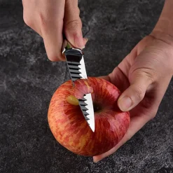 SET DI COLTELLI DA CUCINA IN ACCIAIO 6PZ MANICO IN SILICONE CON MOTIVO ONDULATO NERO