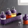 SET DI CONTENITORI SPEZIE OLI CON STAND VIOLA 5PZ CUCINA PER CONSERVARE CUCINARE CONDIRE