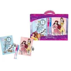 SET DIARI SEGRETI PRINCIPESSE DISNEY LUCCHETTO CHIAVI PENNE GLITTERATE COLORATE