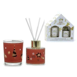 SET DIFFUSORE FRAGRANZA PER AMBIENTE NATALIZIO 40 ML CON 4 BASTONCINI CANDELA PROFUMATA