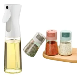 SET DISPENSER SPRAY PER OLIO CON 3 CONTENITORI DOSATORE PER CONDIMENTI SPEZIE SALE CUCINA