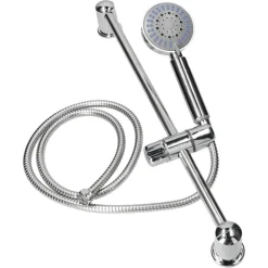 SET DOCCIA CON ASTA SALISCENDI SOFFIONE DOCCETTA 5 GETTI D'ACQUA TUBO FLESSIBILE DA 1,5MT