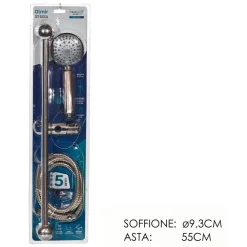 SET DOCCIA CON ASTA SALISCENDI SOFFIONE DOCCETTA 5 GETTI D'ACQUA TUBO FLESSIBILE DA 1,5MT