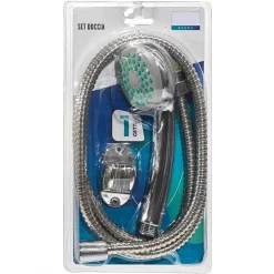 SET DOCCIA DOCCETTA 1 GETTO CON TUBO FLESSIBILE 150 CM SUPPORTO PARETE UNIVERSALE